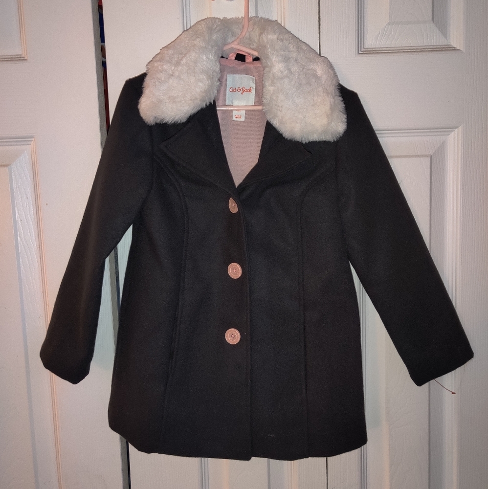 Cat & Jack Kids Black Fur/Pea Coat